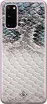 Samsung S20 hoesje siliconen - Oh my snake | Samsung Galaxy S20 case | zwart | TPU backcover transparant