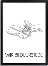 DesignClaud Wijk bij Duurstede Plattegrond poster A3 + Fotolijst zwart