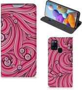 GSM Hoesje Geschikt voor Samsung Galaxy A21s Foto Hoesje ontwerpen Swirl Pink