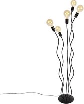 QAZQA wimme - Design Vloerlamp | Staande Lamp - 5 lichts - H 150 cm - Zwart -  Woonkamer | Slaapkamer | Keuken