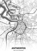 Antwerpen plattegrond - A2 poster - Zwart witte stijl