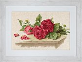 Borduurpakket RED ROSES - LUCA-S - PERL LINNEN - 31 x 20 cm