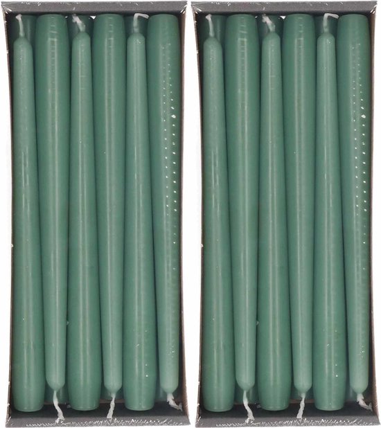 Manhattan Adviseur streep 24x Groene dinerkaarsen 25 cm 8 branduren - Geurloze kaarsen groen -... |  bol.com