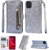 Glitter Bookcase voor Samsung Galaxy S10 | Hoogwaardig PU Leren Hoesje | Lederen Wallet Case | Telefoonhoesje | Pasjeshouder | Portemonnee | Zilver