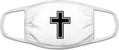 Christelijk kruis mondkapje | gezichtsmasker | bescherming | bedrukt | logo | Wit mondmasker van katoen, uitwasbaar & herbruikbaar. Geschikt voor OV