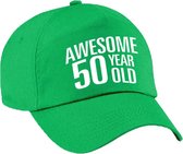 Awesome 50 year old verjaardag pet / cap groen voor dames en heren - baseball cap - verjaardags cadeau - petten / caps