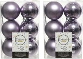 24x Lila paarse kunststof kerstballen 6 cm - Mat/glans - Onbreekbare plastic kerstballen - Kerstboomversiering lila paars