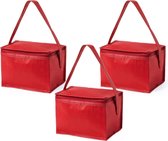 5x stuks kleine mini  koeltasjes rood sixpack blikjes - Compacte koelboxen/koeltassen en elementen