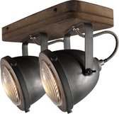 Woody Spot 2 lichts hout / antiek zwart - Industrieel - Freelight - 2 jaar garantie