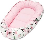 Babynest - Babynestje - Draagbare nest - Dubbelzijdig - 60 x 105 cm - 100% katoen - Coral flowers