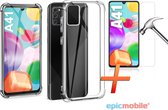 Samsung Galaxy A41 Hoesje - Anti Shock Silicone Hoes Back Cover Transparant + 1x Screen protector - Epicmobile