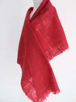 Handgemaakte, gevilte stola / extra brede sjaal Bordeauxrood / Wit - 185 x 50 cm. Stijl open gevilt.