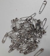 veiligheidsspelden klein zilver - 6 x 19 mm - voor rugnummers of mondkapjes - zakje met 40 veiligheidsspeldjes