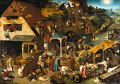 Pieter Bruegel de Oude, Nederlandse Spreekwoorden, 1559 op canvas, afmetingen van dit schilderij zijn 60x90 cm