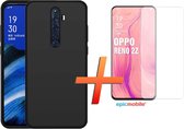 OPPO Reno 2 Matte Zwart Siliconen Back Cover met 1X Screenprotector - Tempered Glass - Epicmobile