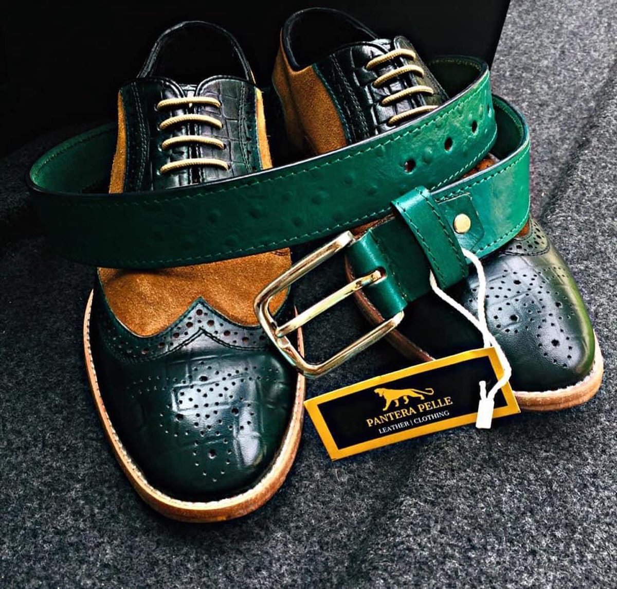 Chaussures homme tout cuir, vert, taille 46 | bol.com