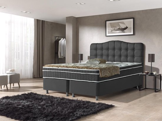 Dreamhouse® Marrakech Luxe Boxspring met Opbergruimte – Bed - 180 x 200 cm - Zwart - Kunstleer