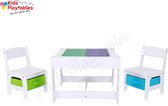 Speeltafel Vierkant geschikt voor LEGO® - Kindertafel en stoeltjes van hout - Kleurtafel / activiteitentafel/ knutseltafel / tekentafel, tafel met bouwplaten-grondplaat geschikt vo