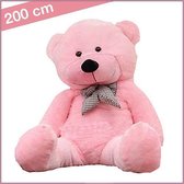 Grote roze knuffelbeer 2 meter - Reuze teddybeer roze - Grote originele knuffelbeer XXL - Valentijnsknuffel - 200 cm - Teddybeer - Extra zacht - Cadeau - Pluche - Wasbaar - Voor jong en oud - Roze - Sinterklaas of Kerst cadeau