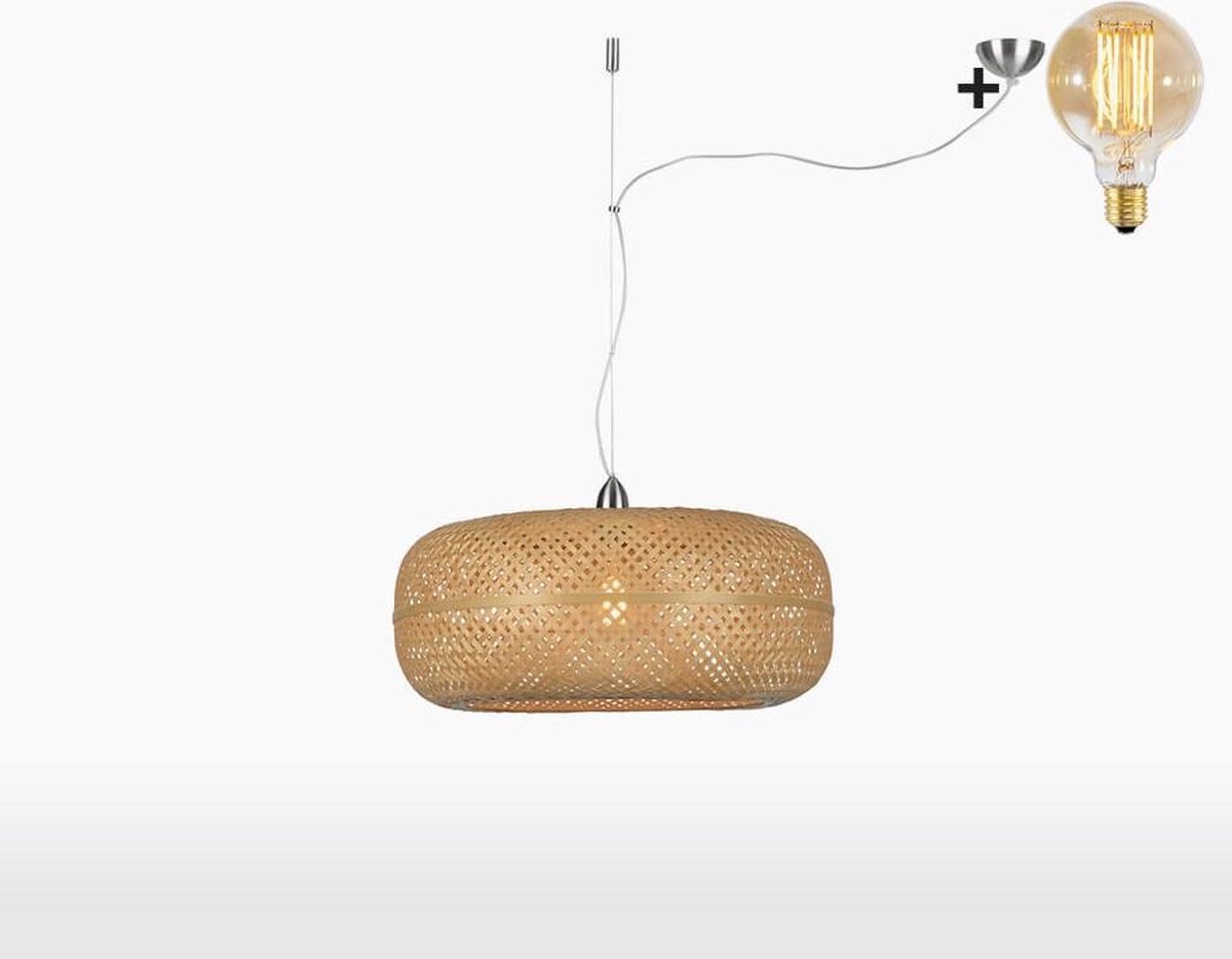 Hanglamp - PALAWAN - Naturel Bamboe - Large (60x23cm) - Met LED-lamp