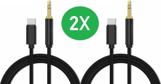 USB-C naar Headphone Jack Audio Aux Kabel (2 STUKS) - usb c naar Aux Auto  Kabel - 3.5... | bol.com