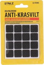 Stolz - Anti-krasvilt zelfklevend - Krasviltjes - Vierkant - Vloer- en meubelbeschermers - 32 stuks - 1,7 x 1,7 cm -inclusief schroevendraaier