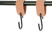 2x Leren S-haak hangers - Handles and more® | SUEDE OLD PINK - maat S (Leren S-haken - S haken - handdoekkaakje - kapstokhaak - ophanghaken)