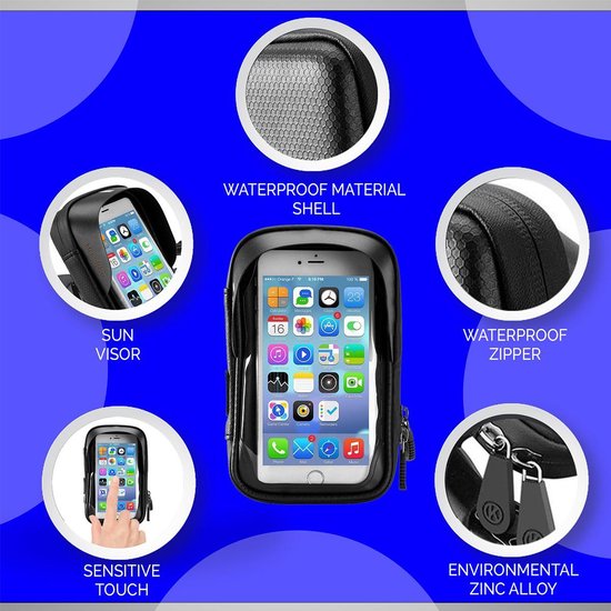Universele Telefoonhouder Fiets Waterdicht - Waterbestendig - Fietshouder Voor Smartphones - Tot 6,5 inch - Met Opbergruimte - 2021 Upgrade - Howldur