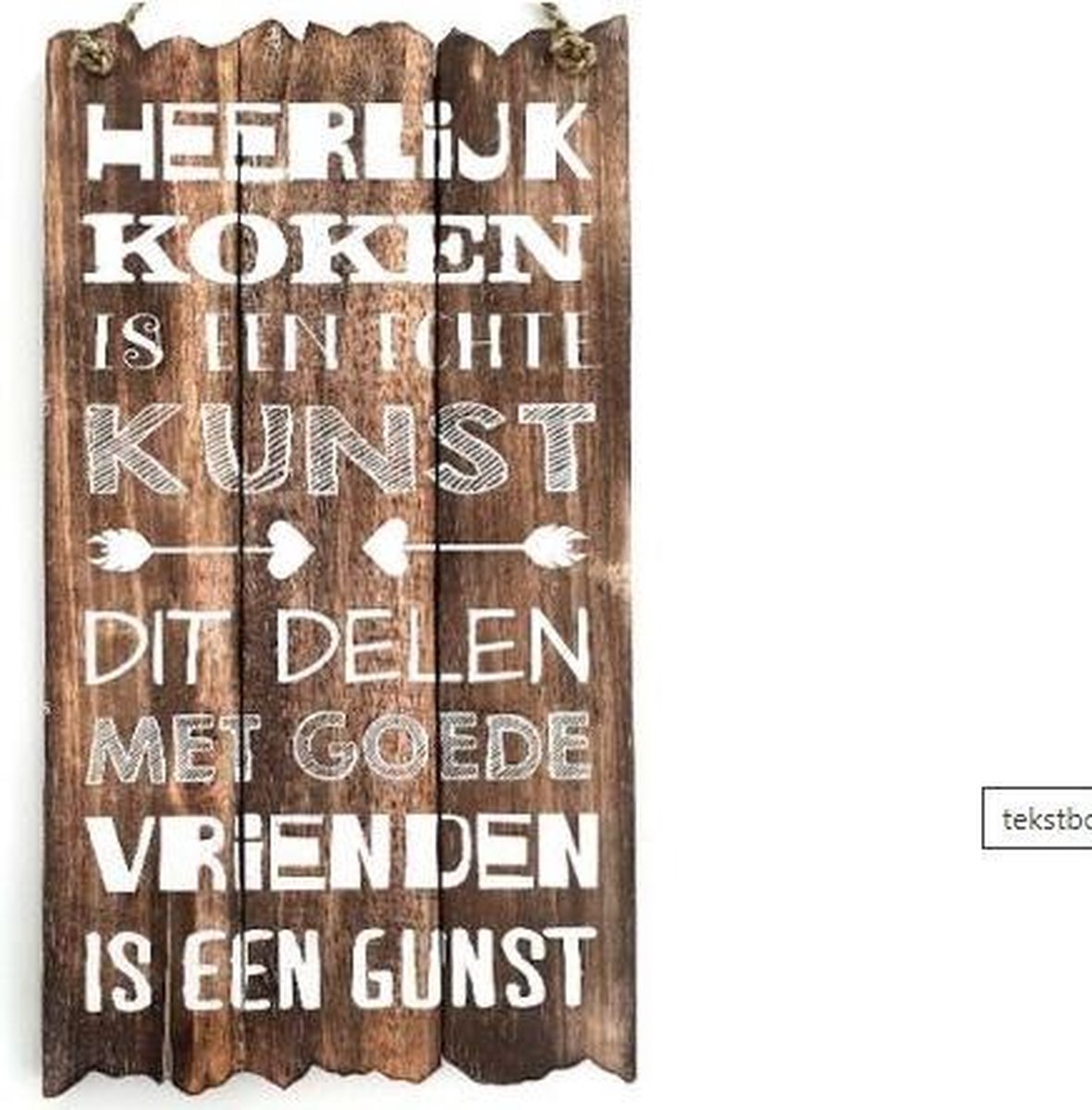 tekstbord heerlijk koken is een kunst Naturel