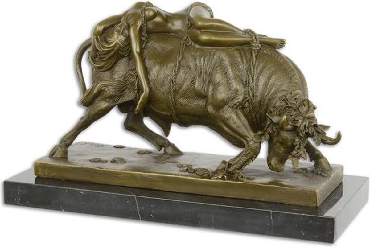Beeld - Bronzen sculptuur - Europa en de stier - 24,4 x 18 cm