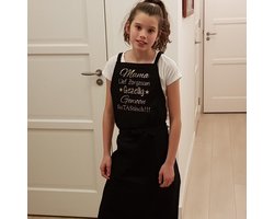 Keukenschort zwart met grappige tekst bedrukt cadeau| katoenen Keuken Schort Kookschort Kokschort aankondiging bekendmaking zwangerschap cadeau voor de liefste aanstaande baby Mama / papa/ oma / opa worden vrouw dames mannen heren vader moeder ouders