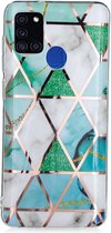 Marble Design Back Cover - Samsung Galaxy A21s Hoesje - Cyan