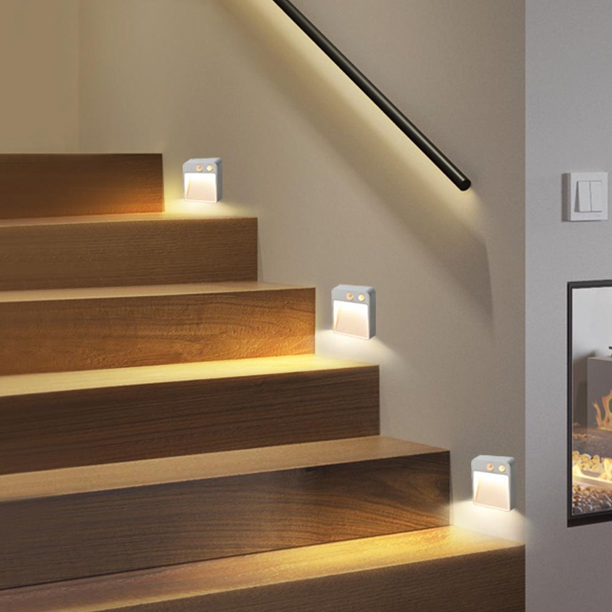 Mondstuk Luxe kleuring WiseGoods Premium Trapverlichting LED Bewegingssensor Lamp - Wandlamp  Binnen Woonkamer... | bol.com