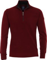 Redmond heren trui katoen - schipperstrui met rits - warm rood -  Maat XXXL