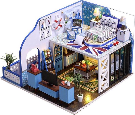 Knikken Fahrenheit module DIY dollhouse - Blue Coast - Miniatuur poppenhuis - Houten bouwpakket –...  | bol.com