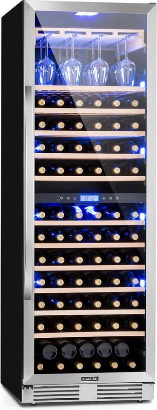 Schouderophalend spreker Giotto Dibondon Vinovilla Duo43 wijnkoelkast met twee zones 129 l 43 flessen 3-kleurige glazen  deur | bol.com