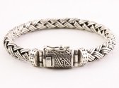 Traditionele zware gevlochten zilveren armband met kliksluiting - pols 17.5 cm