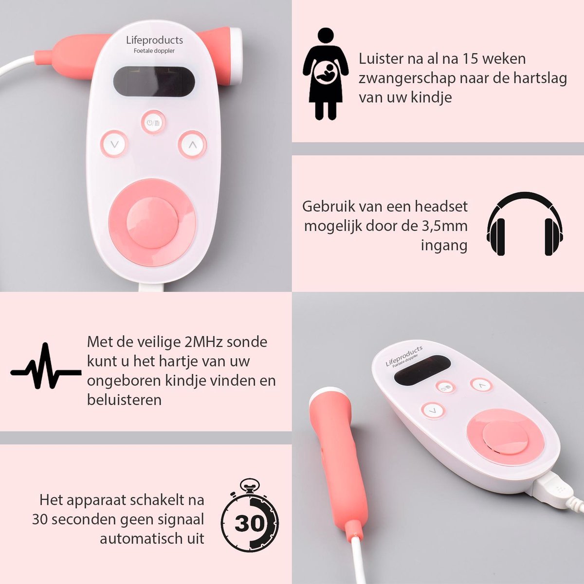 Bol Com Lifeproducts Doppler Compleet Startpakket Met Dopplergel Batterijen Baby Hartje