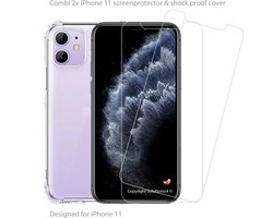 Combi geschikt voor iPhone 11 Hoesje - 2x - screenprotector - transparant