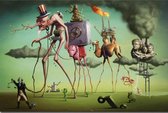 Allernieuwste Canvas Schilderij Salvador Dali Surrealistisch - Reproductie - Poster - Mens - Dier - Kunst - 50 x 70 cm - Kleur