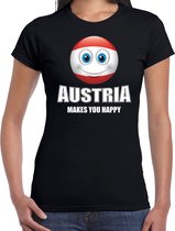 Austria makes you happy landen t-shirt Oostenrijk zwart voor dames met emoticon L