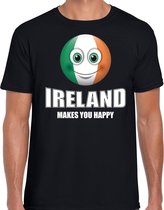 Ireland makes you happy landen t-shirt Ierland zwart voor heren met emoticon L