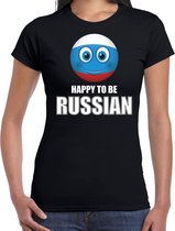 Rusland emoticon Happy to be Russian landen t-shirt zwart dames 2XL