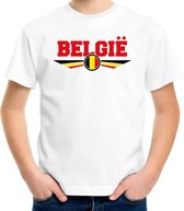 Belgie landen t-shirt met Belgische vlag - wit - kids - landen shirt / kleding - EK / WK / Olympische spelen outfit 110/116