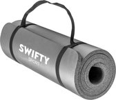 Swifty Sport Fitnessmat Inclusief draagtas en extra draagriem - 183 cm x 61 cm x 1 cm - anti slip - Grijs