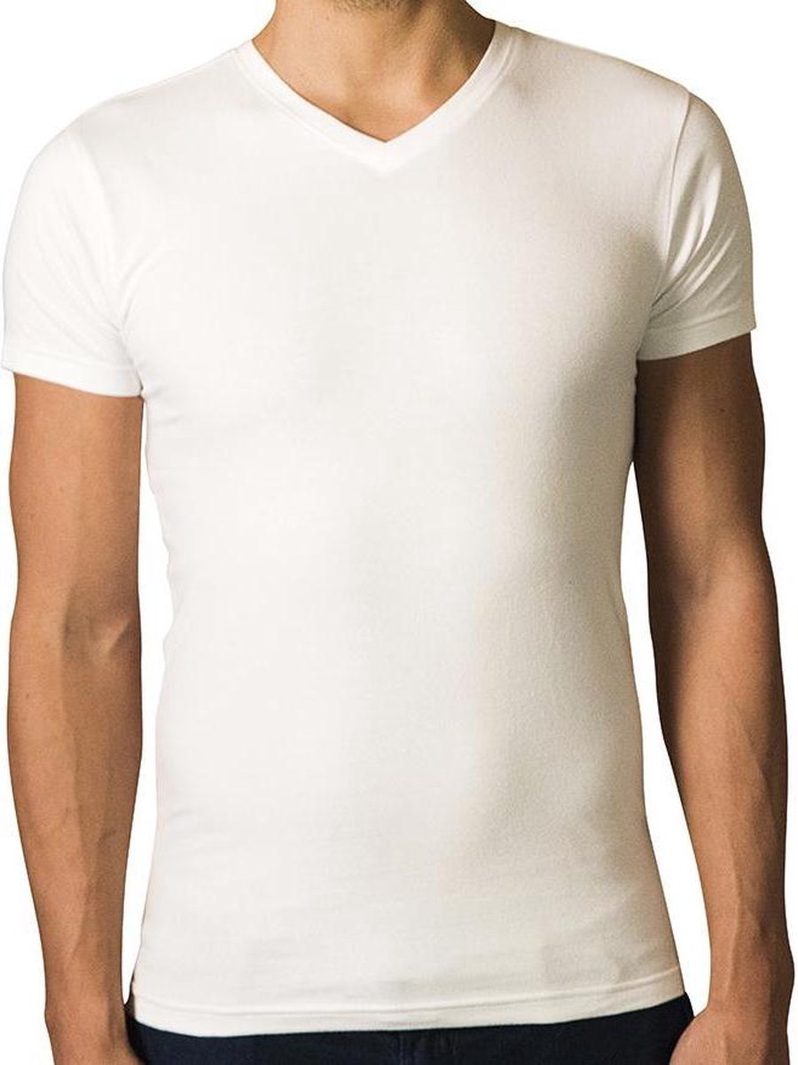 2 x T-shirt Basic - Biologisch katoen - wit - V - hals