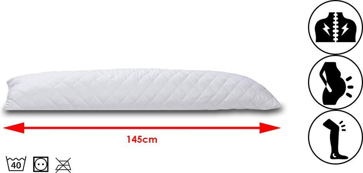 Suite sheets Ondersteunend Lichaamskussen - 40 x 145cm - Wit - Body Pillow
