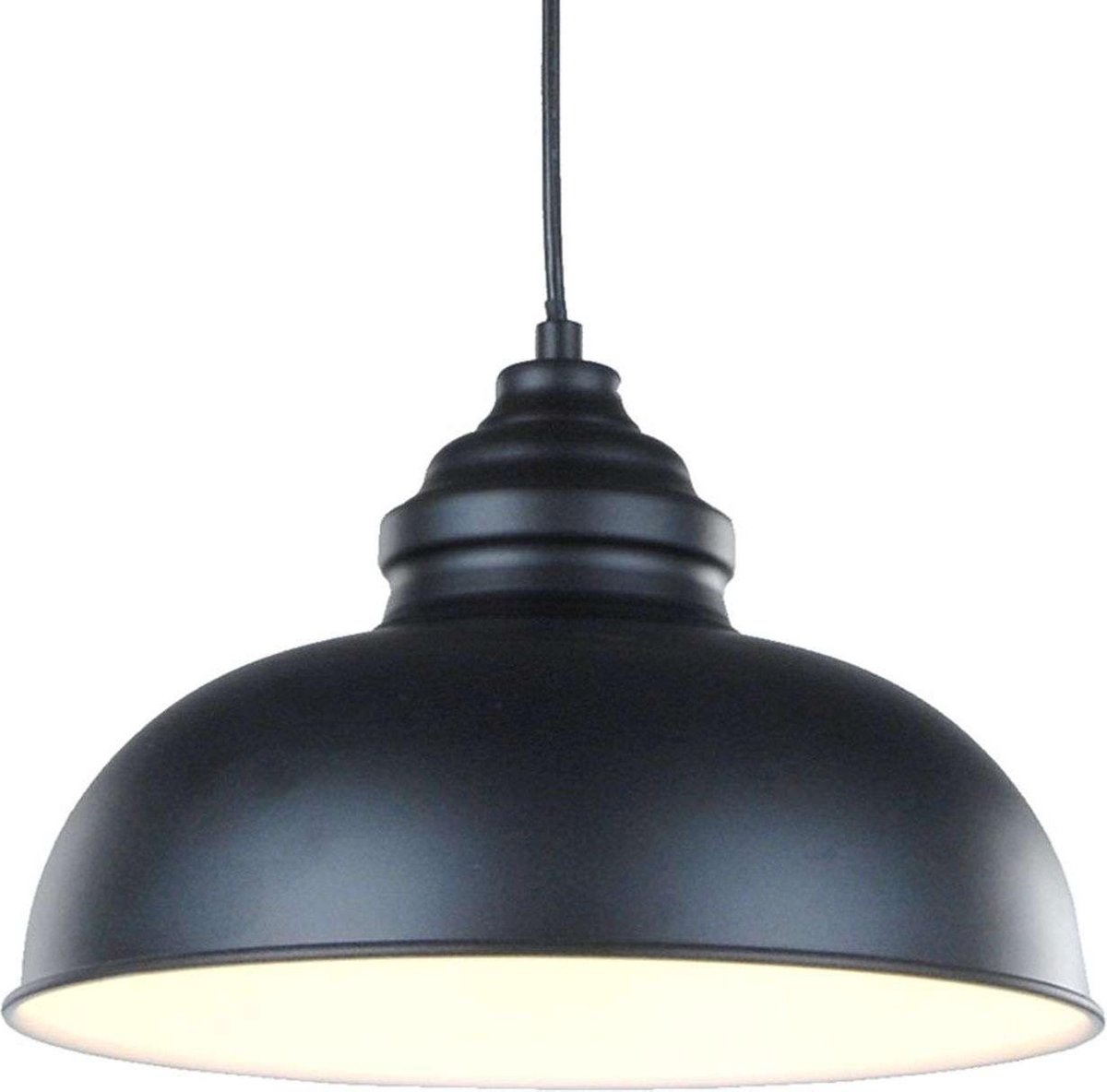 Lindby - hanglamp - 1licht - metaal - H: 19 cm - E27 - mat zwart, wit