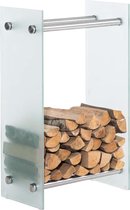 Clp Brandhoutrek DACIO, stabiele constructie, houtopslag, moderne glasplaat met vloerbeschermers, - kleur dwarsligger : RVS, 35x40x60 cm