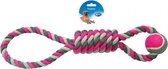 Duvo+ Knoop katoen pendel met tennisbal Grijs/roze 53cm